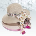 thumbnail image 4 of Women's Summer Straw Sun Hat with Ribbon, Polyester UV Protection, Breathable, Beach Casual, 4 of 7