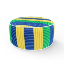 FBTS Prime Outdoor Ottomans Inflatable Footstool Green and Yellow Stripe Round 21x9 Inch Patio Foot Stools and Ottomans Portable Footrest