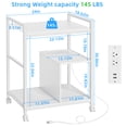 thumbnail image 2 of Leyaoyao 3-Tier Printer Stand with Charging Station, Computer Tower Stand with Open Shelves for Home Office, Printer Cart Lockable Wheels, White, 2 of 8