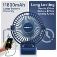 thumbnail image 2 of Ventilador con clip Ventilador de escritorio portátil de 65 horas recargable con luces LED y ganchos Ventilador con batería de 12000 de capacidad con clips Ventilador de escritorio pequeño Mini ventil, 2 of 5