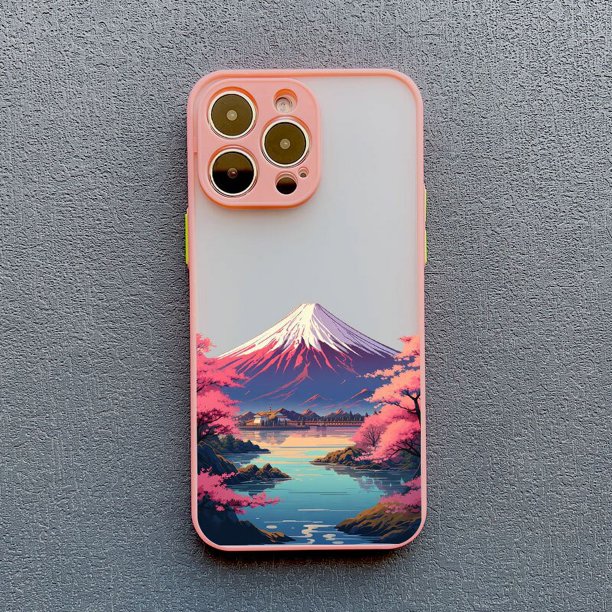 Funda de teléfono con mapa de paisaje Fuji de montaje estético japonés, cubierta a prueba de golpes para iPhone SE2, 7, 8 Plus, 14, 13, 12, 11 Pro Max, Mini, XR, XS, X