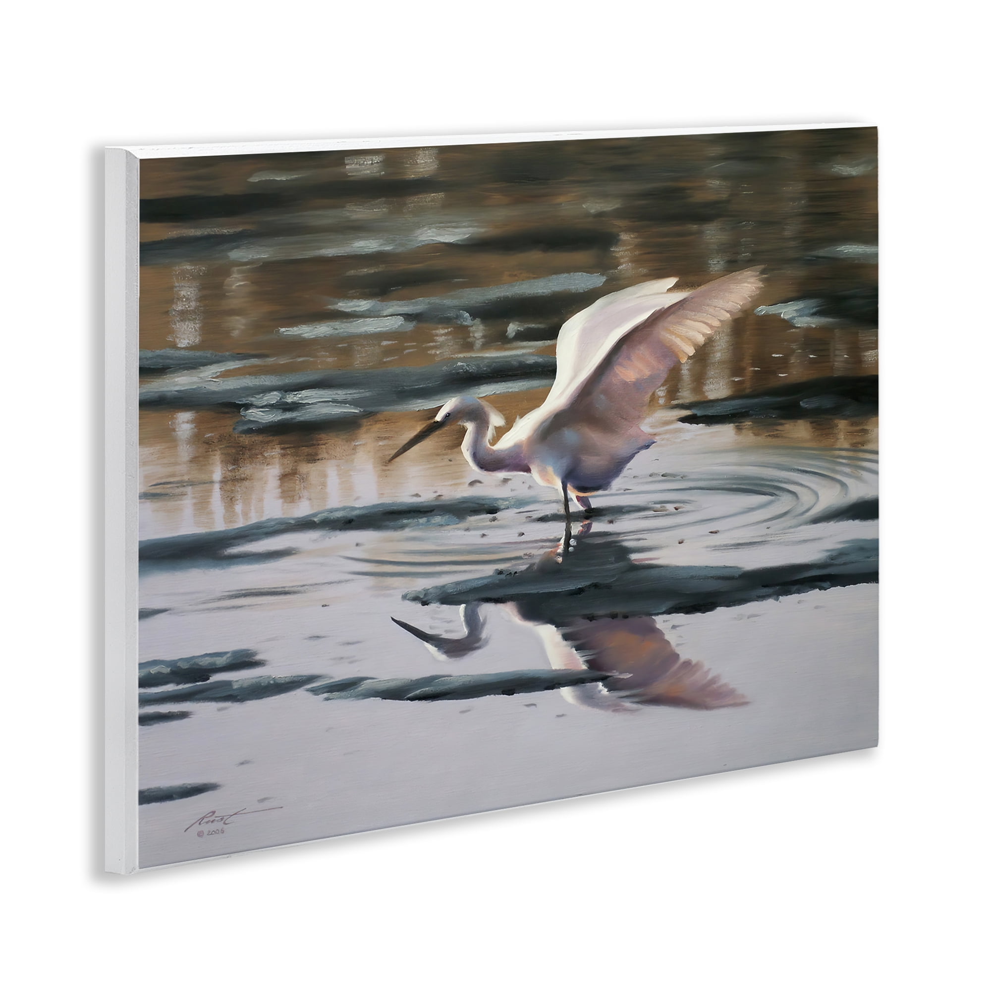 Stupell Industries Swan Landing in Water Animals & Insects Painting Unframed Art Print Wall Art, 14 x 11