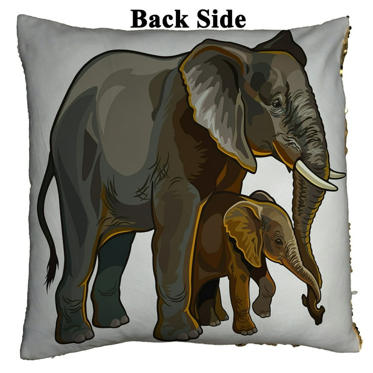 ABPHQTO African Elephant Mother With Baby Side View Reversible