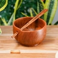 thumbnail image 4 of Ramen Teak Wood Bowl with Chopsticks 4-Pack, 4 of 5