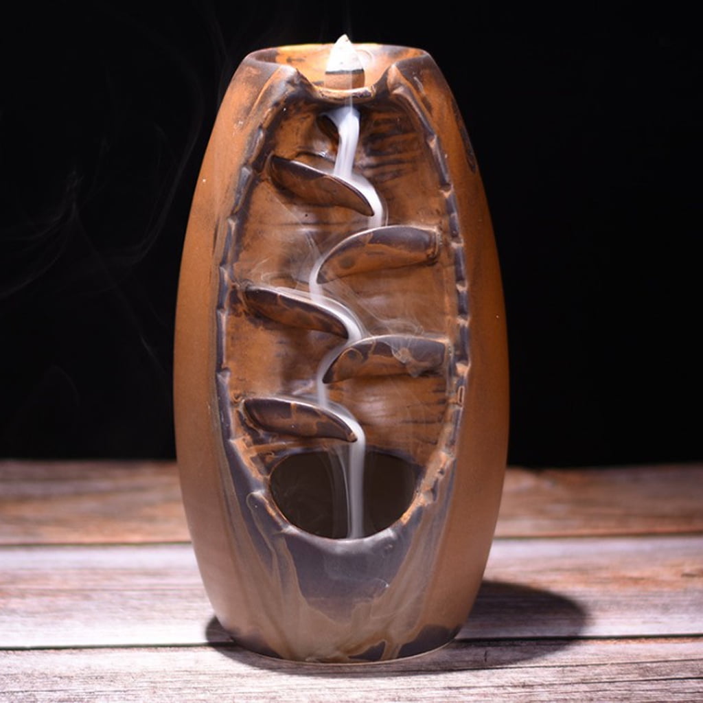 WLPZXP Porclain Home Meditated Mountain Backflow Incense Burner Cones Holder Case b b