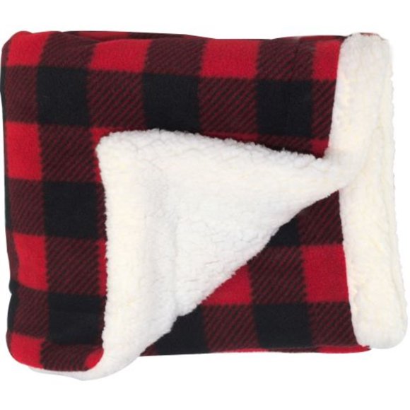CosyCare Baby Blanket Red Buffalo Check Fleece/Sherpa Chenille