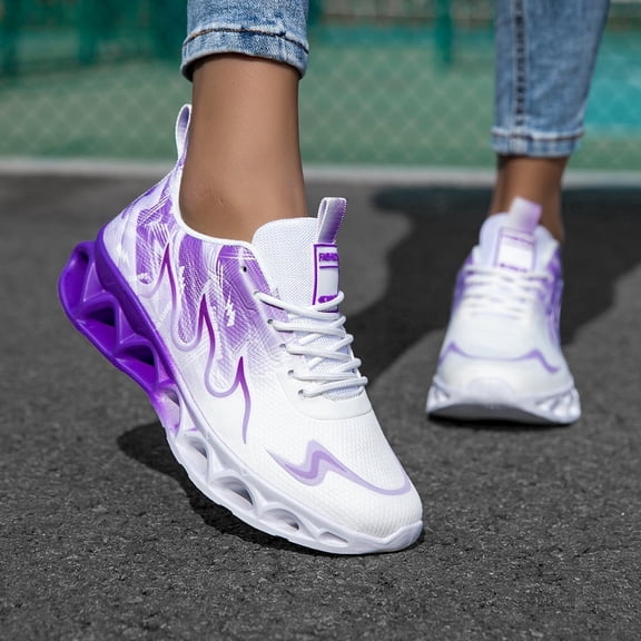 Women Lace Up Athletic Running Sneakers, Lightweight Comfort Blade Sole Sport Shoes for Walking