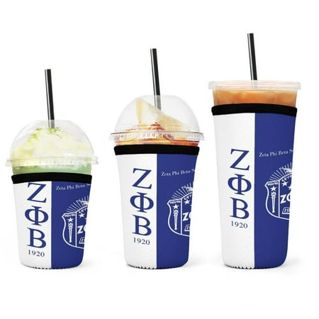 

Set of 3 Packs Reusable Hot And Iced Coffee Cup Sleeve Neoprene Tumbler Sleeve Zeta Phi Beta(16 24 32oz)