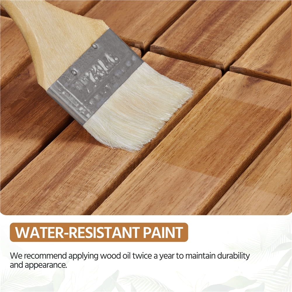 Renwick Pack of 27 Waterproof Wood Flooring Tiles for Patio Garden Deck Poolside, Wood