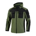 thumbnail image 2 of BiZtdJrK Men's Rain Hoodie Coats Polar Fleece Lined Zip Up Long Sleeve Hooded Jackets Outdoor Hiking Windbreaker Cargo Jacket with Pockets Green XXXL, 2 of 8