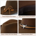 thumbnail image 4 of Wowstyle Lightweight Wide Brim Cowboy Hat for Men Women — Cattleman Western Fedora Hat Adjustable Vegan Leather Band Breathable Brown Cowgirl Hat for Rodeo, Country Concert, Halloween Costume, 4 of 10