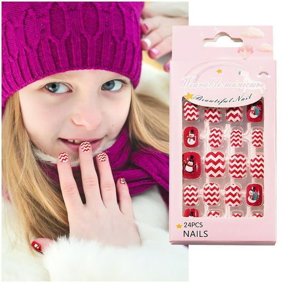 Nail Stickers Cute Patch Pack for Children's Christmas - 24pc Wearable Nail Designs 24PCS