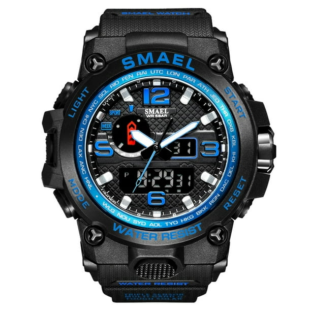Relojes deportivos de marca SMAEL para hombre, relojes de pulsera de cuarzo electrónicos LED analógicos digitales de doble pantalla, reloj militar de natación resistente al agua Tan Jianjun unisex