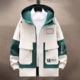 thumbnail image 2 of Luwomo Casual Jackets for Mens Mens Jackets Fall and Winter Hooded Long Sleeve Color Blocked Outdoor Style Loose Fit Coat with Pocket Tops White,4XL, 2 of 4