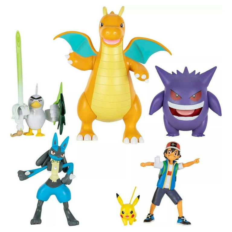 Pokémon Battle Figure Multi Pack Toy Set with Launching Action - Generation  1 - Includes Ash, Pikachu, Eevee, Bulbasaur, Ditto & Zubat - 6 Pieces 