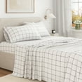 thumbnail image 5 of Great Bay Home Printed Flannel Sheet Set - 100% Turkish Cotton - Double Brushed - Twin, Windowpane - White / Grey, 5 of 6