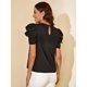 thumbnail image 2 of Blusa Casual de Manga abullonada para Mujer con Abertura en la Espalda Perlas negras sólidas M Perlas negras sólidas M Xishao ropa, 2 of 2