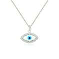 thumbnail image 2 of Femme Jam 925 Sterling Silver Mother of Pearl & Cubic Zirconia Evil Eye Necklace for Women, 2 of 6