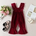 thumbnail image 5 of Douhoow Autumn Toddler Girl Velvet Jumpsuit Kids Ruffle Suspender Flared Long Pants, 5 of 9