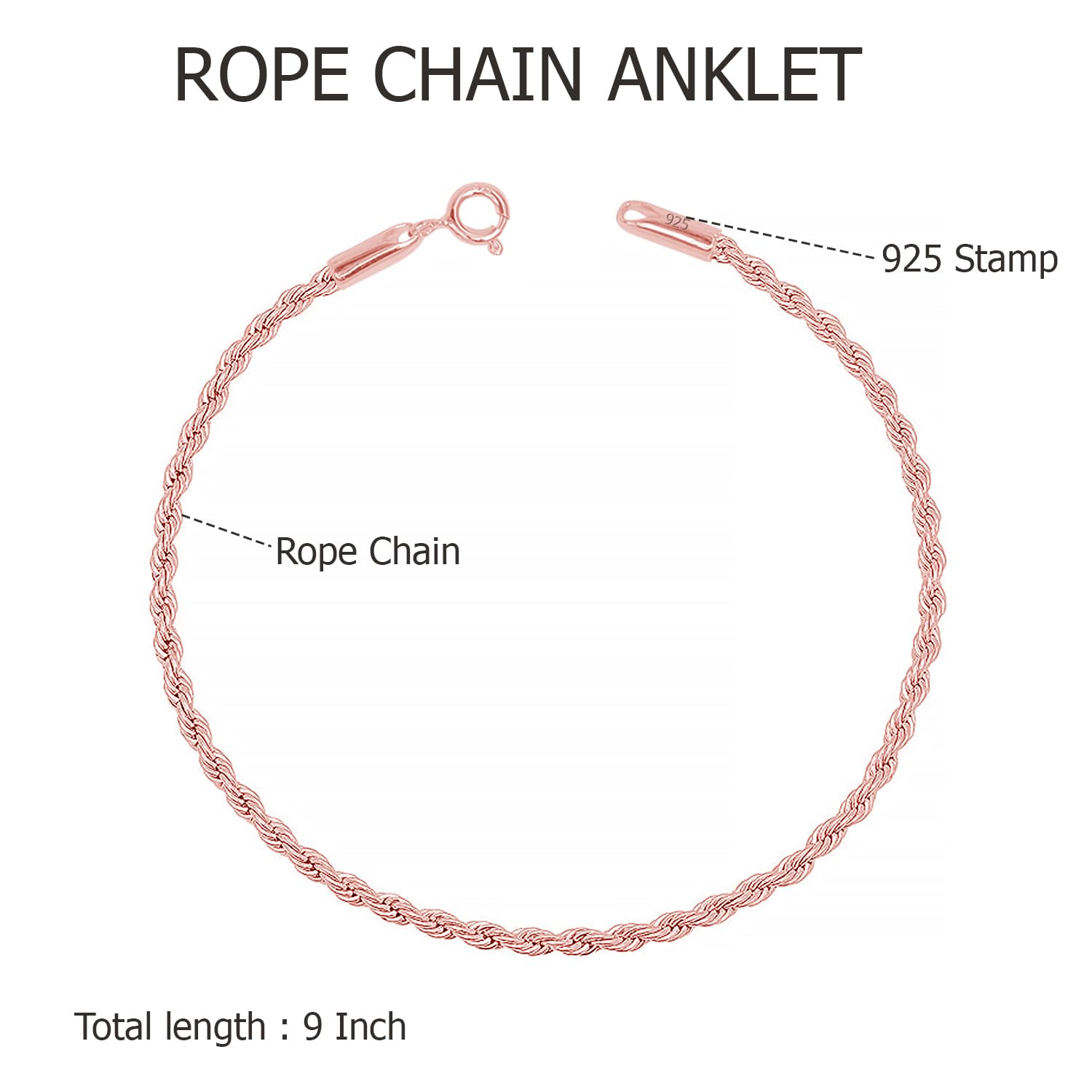 LeCalla 925 Sterling Silver Wave Ocean Sea Adjustable Anklet for Teen Women