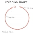 thumbnail image 4 of LeCalla 925 Sterling Silver Wave Ocean Sea Adjustable Anklet for Teen Women, 4 of 7