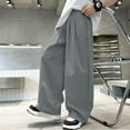 thumbnail image 4 of Toddler Boys Casual Elastic Waist Wide Leg Pants Straight Fit Pure Color Trousers Spring Clothes Size 3-4T, 4 of 5