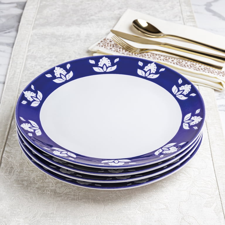 Sofia Home 4 Pack Indigo Round Stoneware Dinner Plates by Sofia