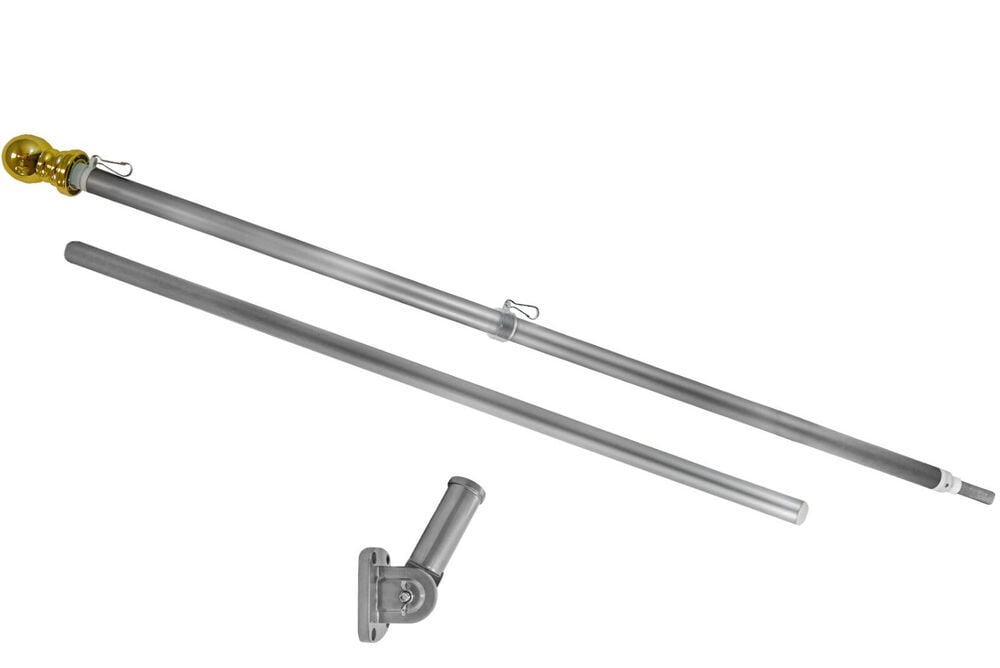 Flag Pole 6 FT Stainless Steel Sectional Kit for American Flag W/ BRACKET