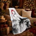thumbnail image 3 of Red-Crowned Crane Japanese Ink Wash Landscape, Peaceful Mountain Lake Scene, Warm Flannel Blanket for Cabin and Lodge, Outdoor Lovers Camping Gift, Rustic Home Decor, 3 of 9