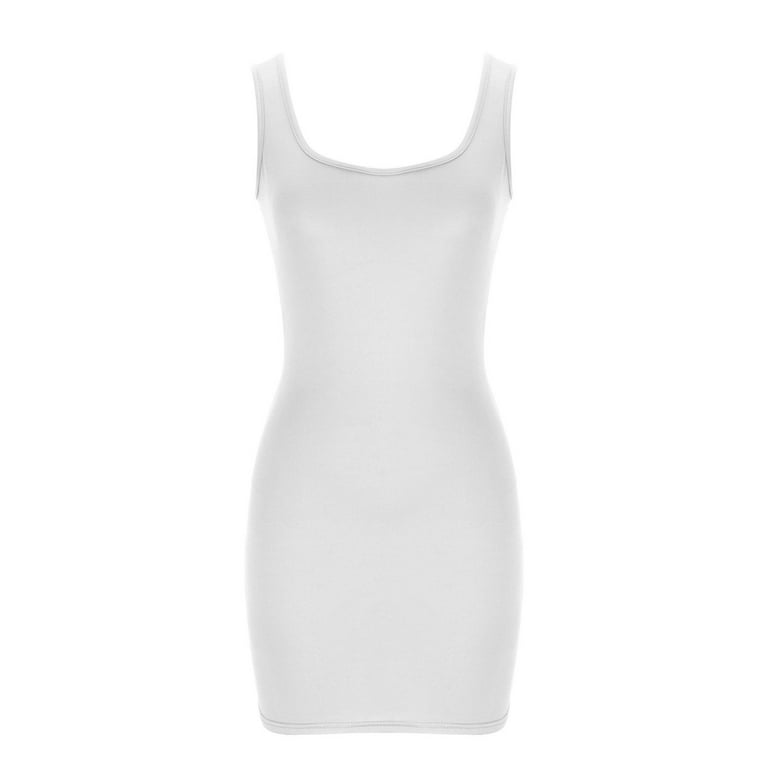 ワンピース YOUHEE SQUARE NECK SLEVELESS DRESS WHITE JWZUY Womens Square Neck Bodycon Tank Dress Sleeveless Basic
