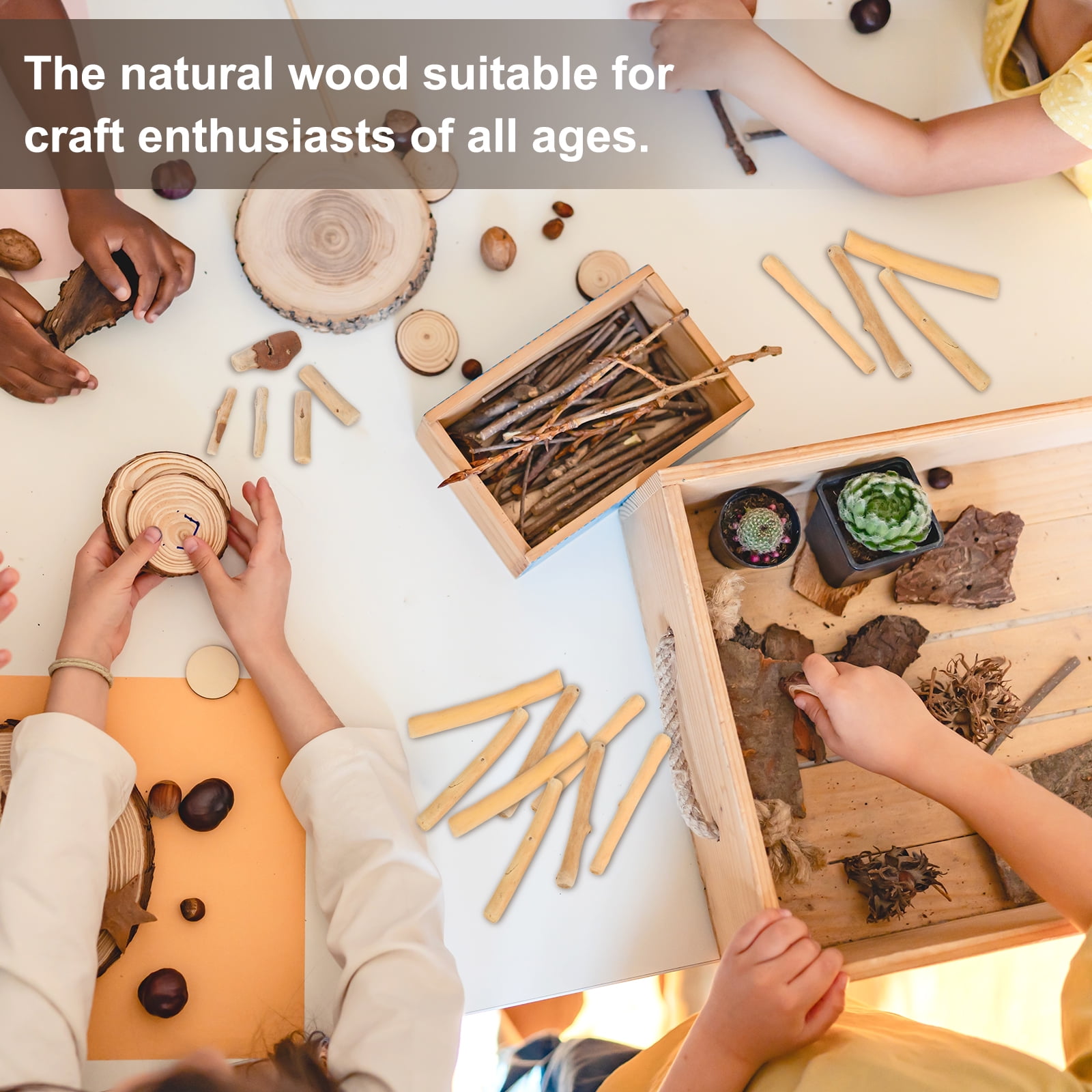 Uxcell 3.1" Natural Driftwood Pieces,  0.3" to 0.5" Dia Driftwood Twigs for Crafts Drift Wood Sticks for DIY Crafts Photo Props Wall Decor, Wood Color
