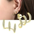 thumbnail image 1 of Fiudx Pendientes Curvos, Elegante Diseño de Tres Capas, Impresionante Incrustación de Circonitas, Cómodos para Usar Todo El Día, Perfectos para Regalar, Accesorio de Moda para Mujeres de Todas Las Ed, 1 of 3