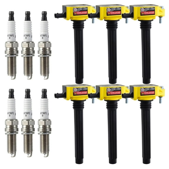 6 Pack UF648 Ignition Coil & Platinum Spark Plug Compatible with Chrysler Dodge Jeep Ram ProMaster 3.6L