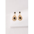 thumbnail image 2 of Vintage Gold 925 Silver Black Zircon Drop Earrings, 2 of 6