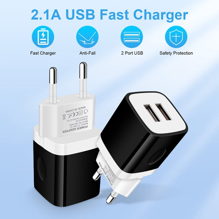 C2G 2-Port USB A Wall Charger - AC To Dual USB-A Adapter - 5V/2.1A