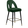 thumbnail image 3 of Maklaine Contemporary 28"H Velvet Bar Stool in Green (Set of 2), 3 of 8