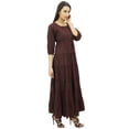 thumbnail image 4 of Bimba Women's 3/4 Sleeve Summer Cotton Maxi Dress Drawstring Waist, 4 of 7