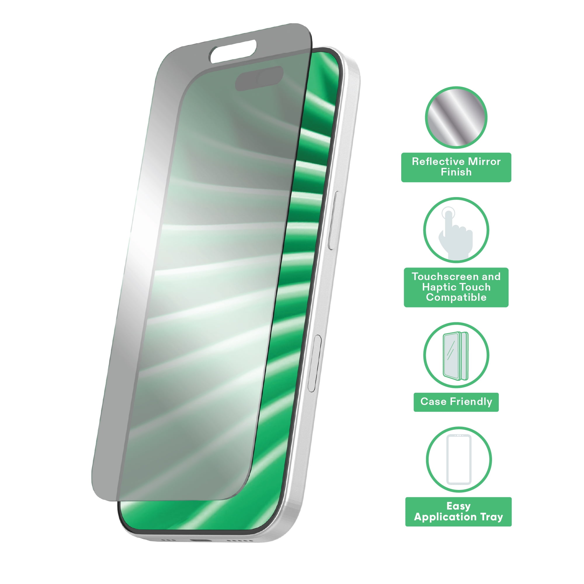 onn Mirror Glass Screen Protector for iPhone 16 - Mirror Finish