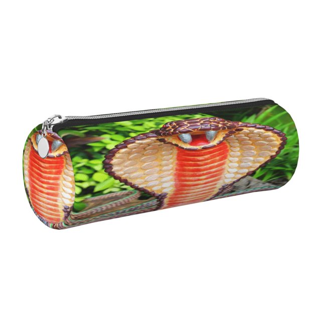 Disketp Cobra Snake Estuche Organizador de Lápices de Cuero, Estuche de Oficina con Cremallera para Bolígrafo y Lápiz