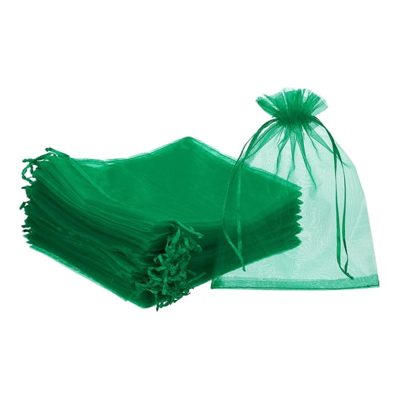 UxcellOrganza Bags, (8 x 12 Inch, Green)(50 Pcs), Drawstring Sheer Organza Gift Bags Mini Mesh Jewelry Gift Pouch, Suit For- Wedding/Party/Candy/Christmas/Favors