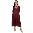 thumbnail image 5 of Bimba Womens Rayon Designer Maroon Embroidery A-Line Kurta Tunic With Pocket-26, 5 of 9