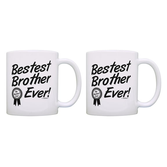 ThisWear Birthday Gift for Brother Bestest Best Brother Ever Award 11 ounce 2 Pack Coffee Mugs