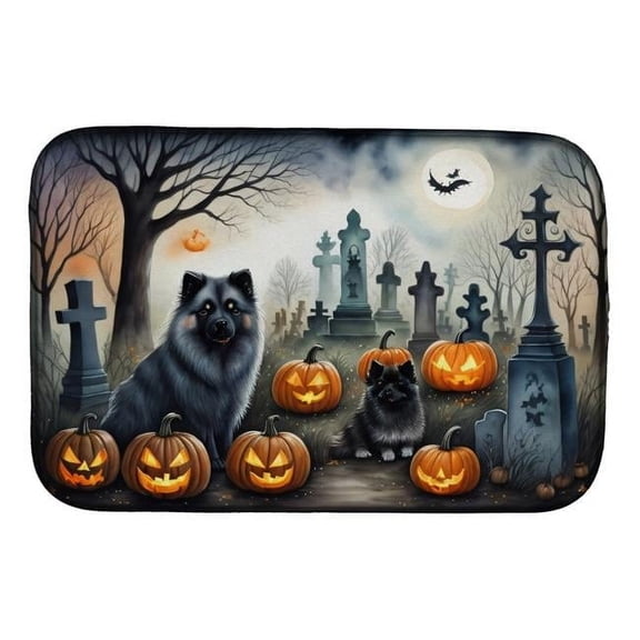 Carolines Treasures DAC2016DDM 21 x 14 in. Unisex Black Labrador Retriever Spooky Halloween Dish Drying Mat