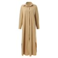 thumbnail image 4 of asddcavvf Robes pour Femmes Robe Décontractée à Manches Longues Col Rabattu Couleur Unie Boutonnée, 4 of 5
