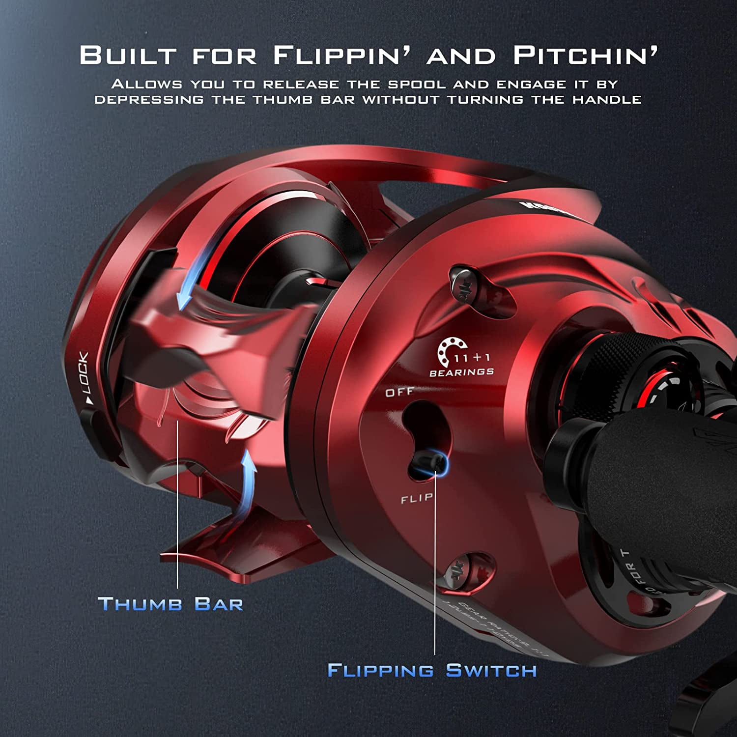 KastKing Baitcasting Fishing Reel, New AutoMag Dual Braking System,  17.64 LBs Carbon Fiber Drag,  9.1:1 Gear Ratios-MegaJaws Elite