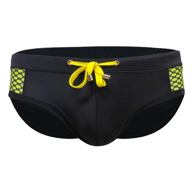 Men Summer Swim Briefs Low-rise Drawstring Sexy Swimming Briefs Dot Stitching Print Swimming Trunks