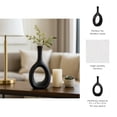 thumbnail image 5 of Curved Open Cut Out  Ceramic Vase for Living Room Decor - Modern Flower Vase for Bedroom and House Display - Decorative Home Accent for Office Desk or Shelf and Console Table - 12", Black, 5 of 12