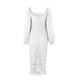 thumbnail image 5 of Vestido largo con encaje para mujer: cuello cuadrado, dobladillo con abertura, tejido de nailon, para dama de honor/casual, tallas S-XL, 5 of 8