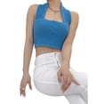 thumbnail image 3 of Lucakuins Chaleco de punto para mujer, sin mangas, cuello halter, sólido, ajustado, top corto de verano para fiesta de club Lucakuins  moda, 3 of 9