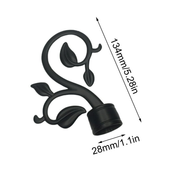 Set Of 2 Sleek Curtain Rod Finials 28mm Diameter Leaf